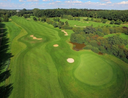 an aerial view of the golf course