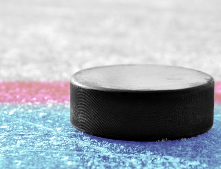 a hockey puck on the ice