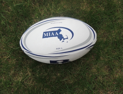 an MIAA logo on a rugby ball