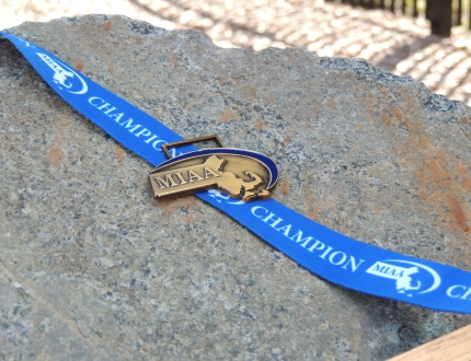 a lanyard holding a pin of MIAA