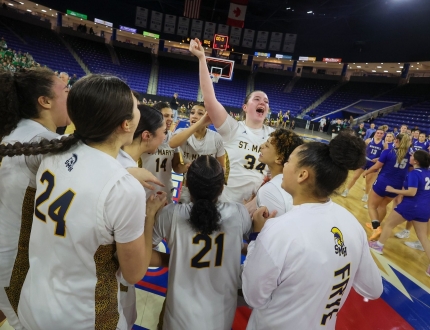 Girls Basketball St. Mary's celebration 2025