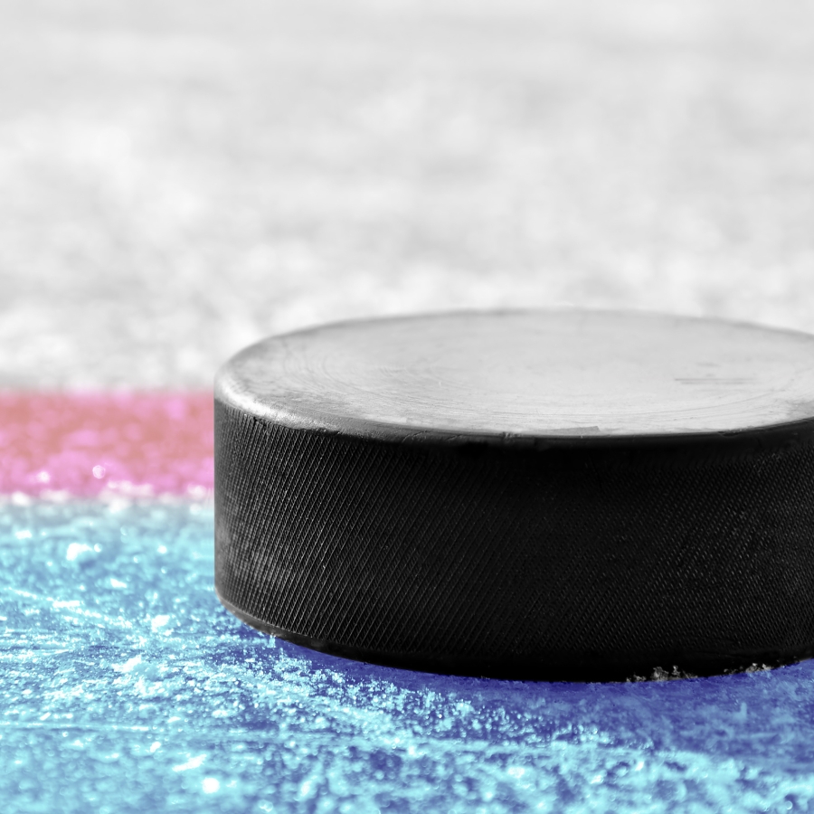 a hockey puck on the ice